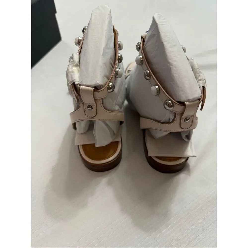 COACH Sadie New Semi Matte Flat Sandals Women’s Size 6.5 6 1/2 B Medium Chalk